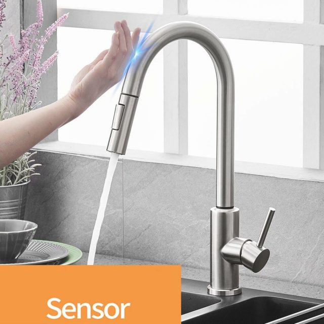 Intelligent Kitchen Faucet with Touch Sensor Control and Pull Out Spray