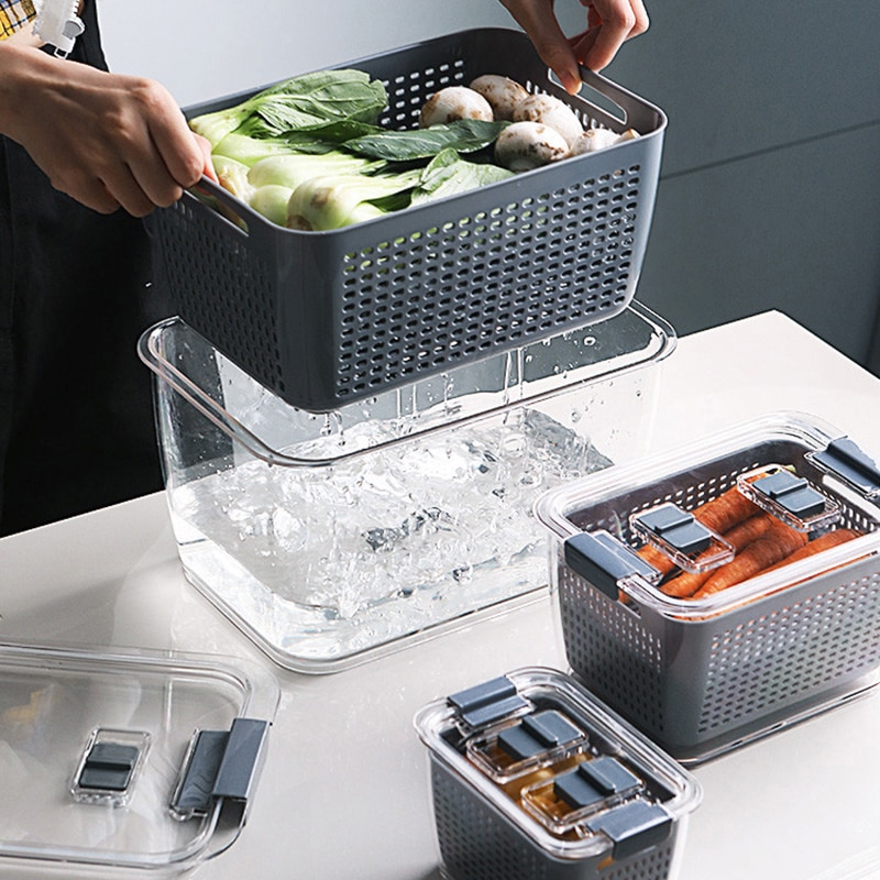 Clean & Drain Vegetable Storage Containers with Vent Decoratormall