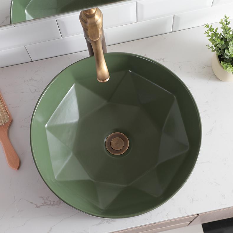 Round Countertop Sink with Creative Geometric Bowl Design Decoratormall