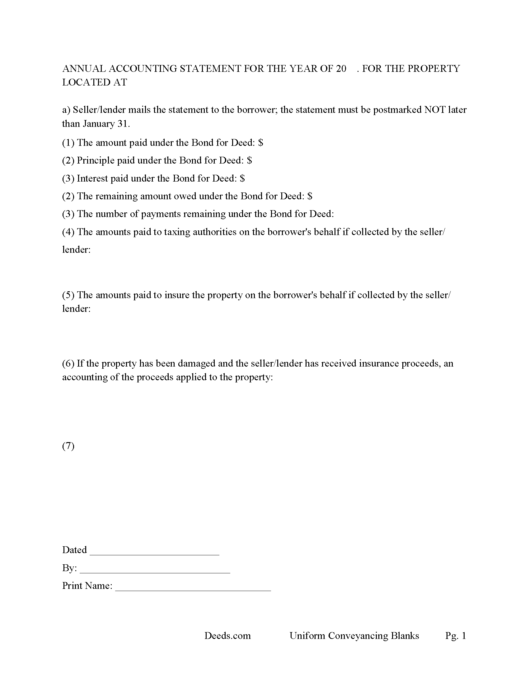 Russell County Contract for Deed Form Alabama