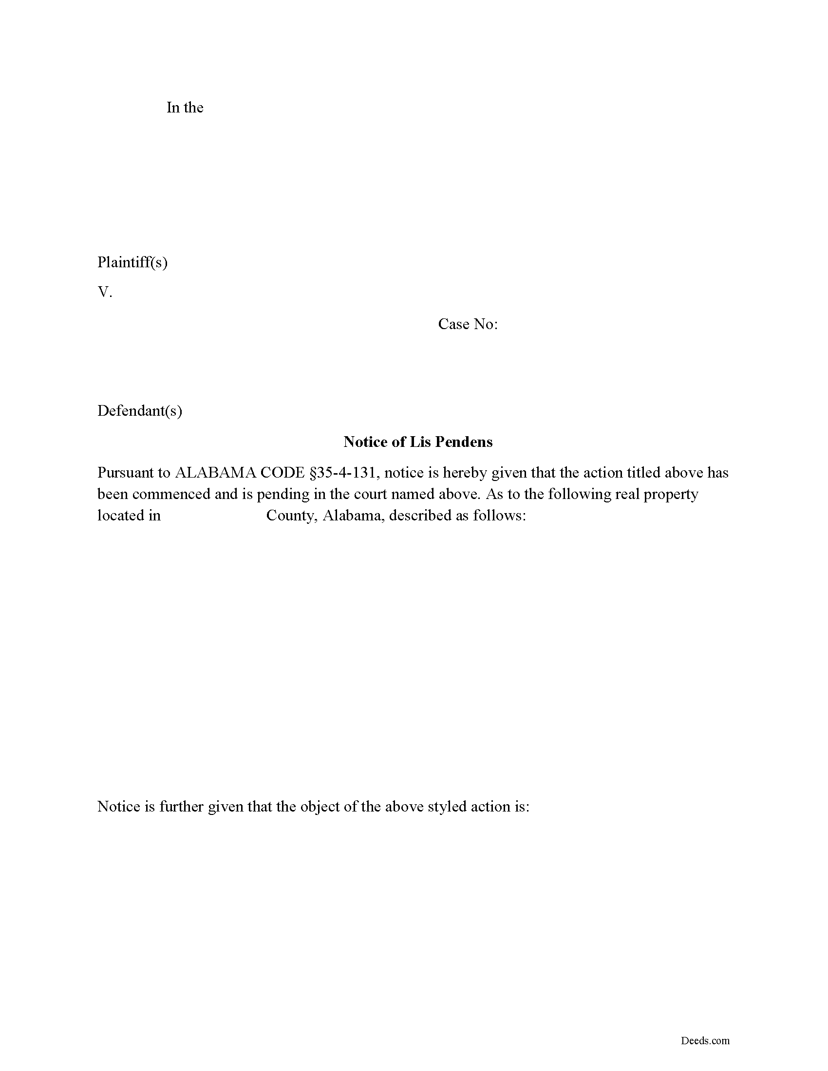 Baldwin County Lis Pendens Form Alabama