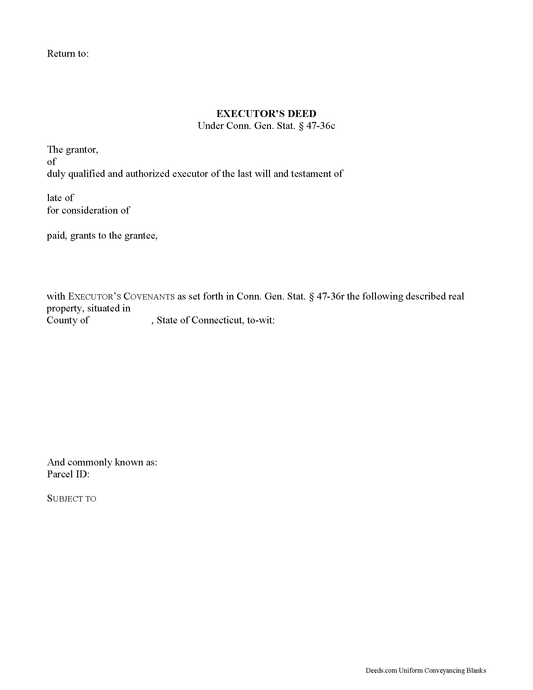 Connecticut Executor Deed Forms