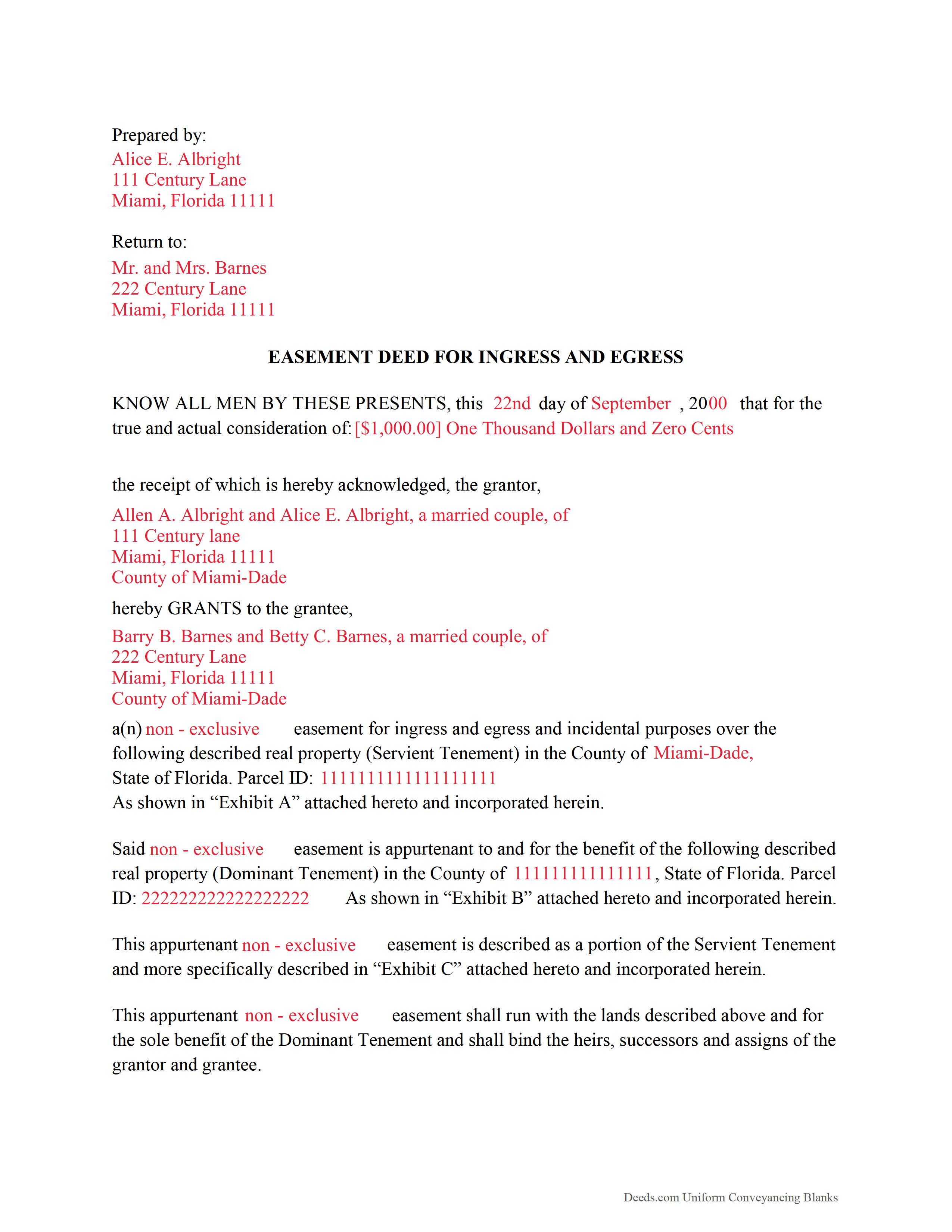 Polk County Easement Deed Form Florida