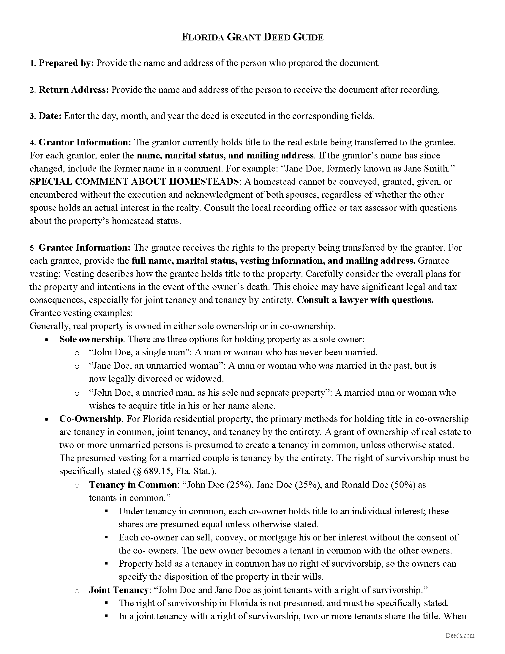 Lee County Grant Deed Form Florida
