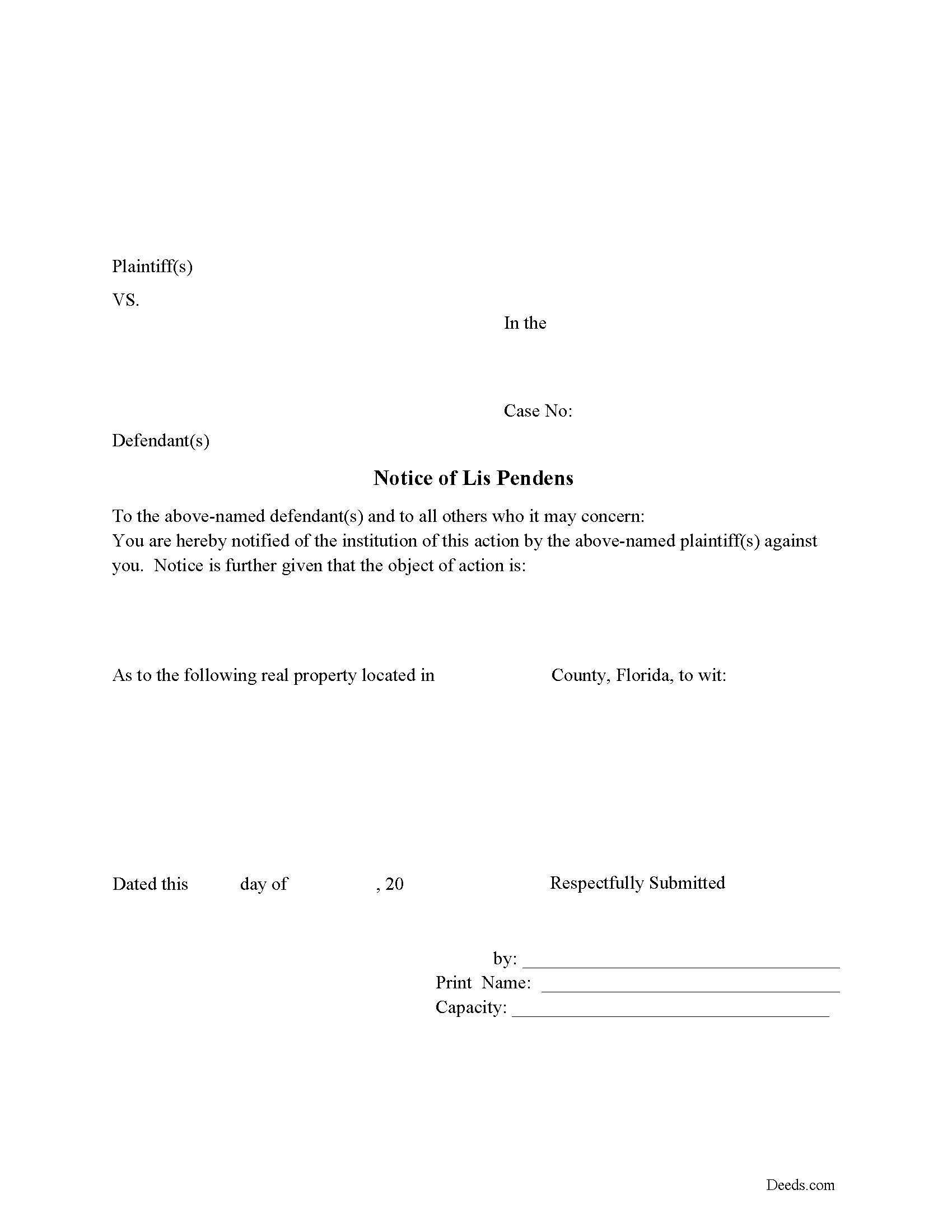 Brevard County Lis Pendens Form Florida