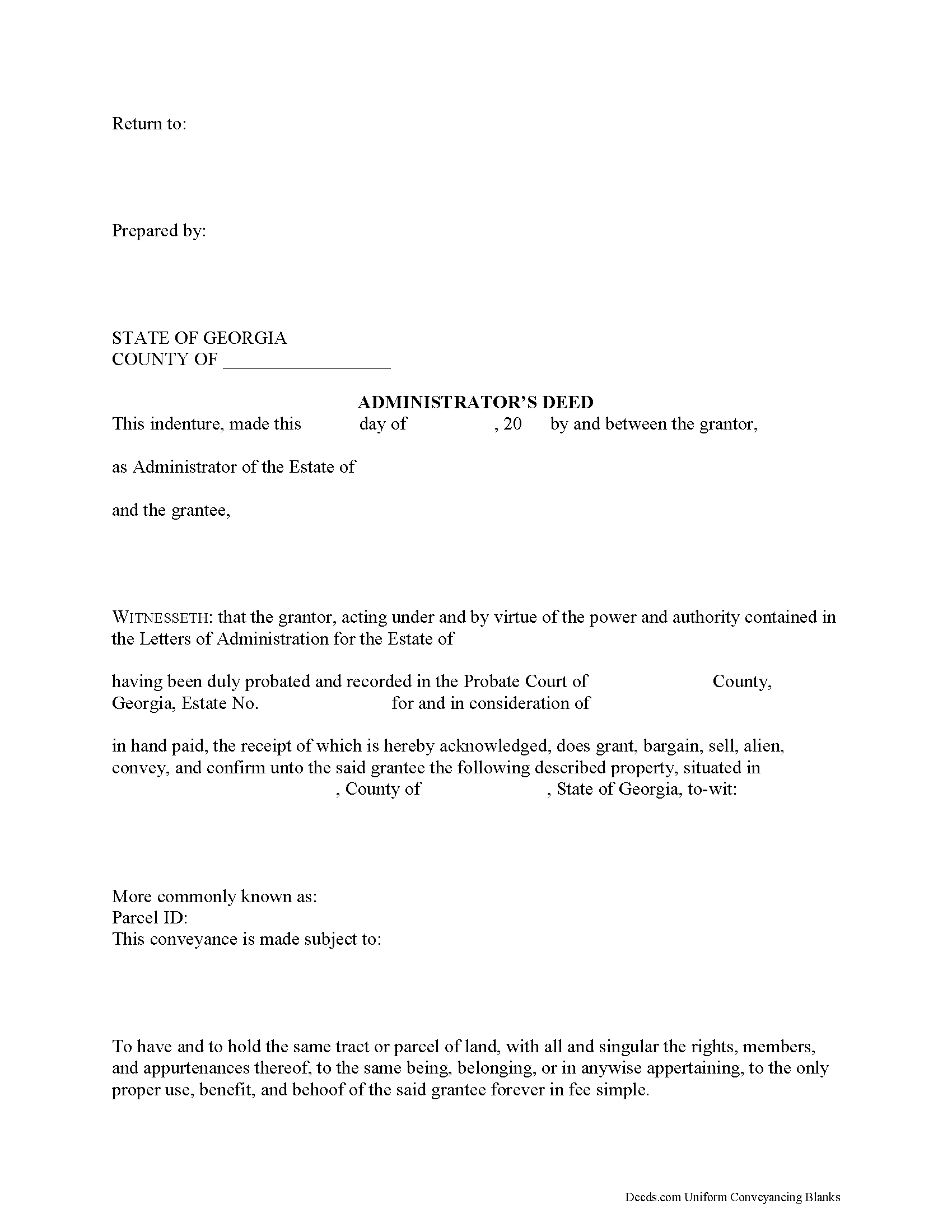 Richmond County Administrator Deed Form