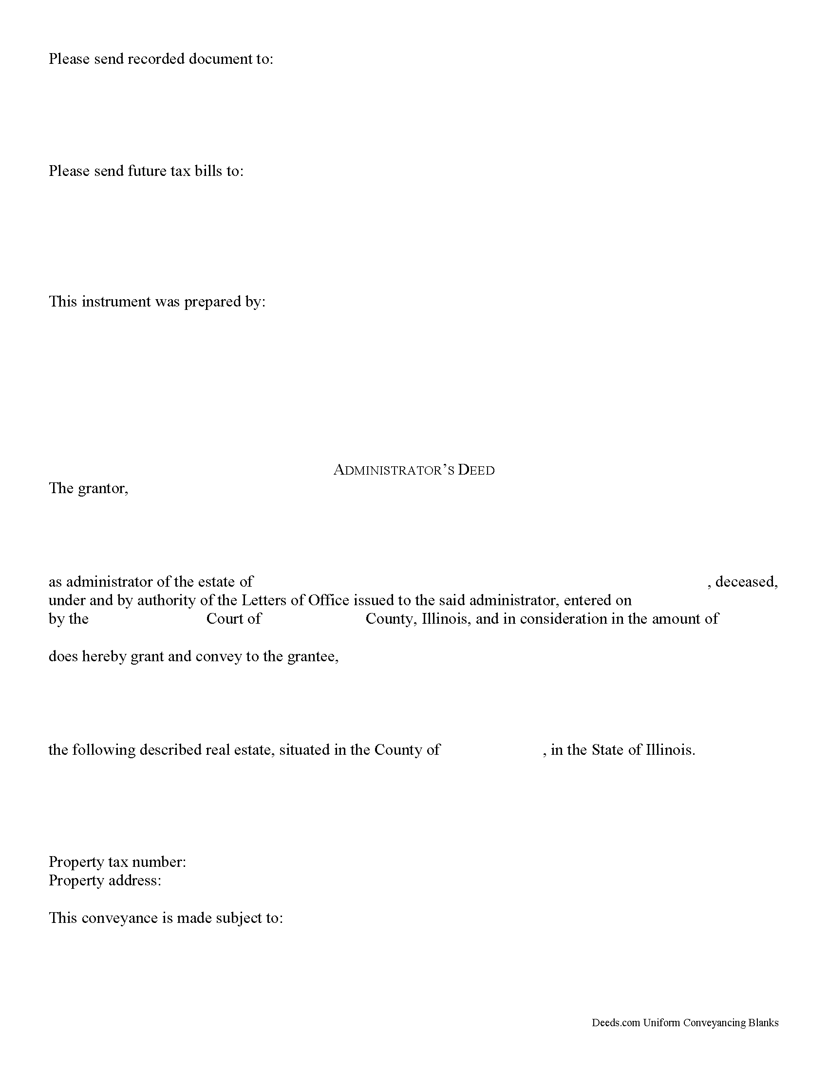 Cook County Administrator Deed Form Illinois