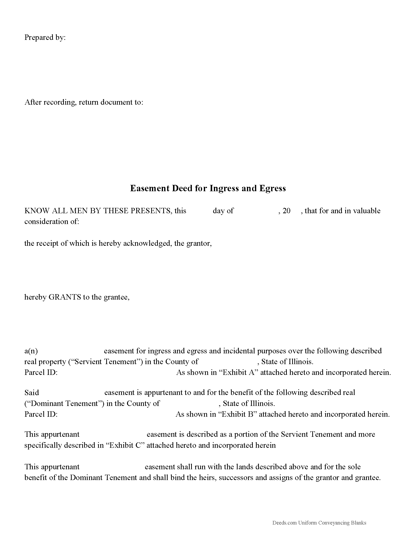 Dupage County Easement Deed Form Illinois