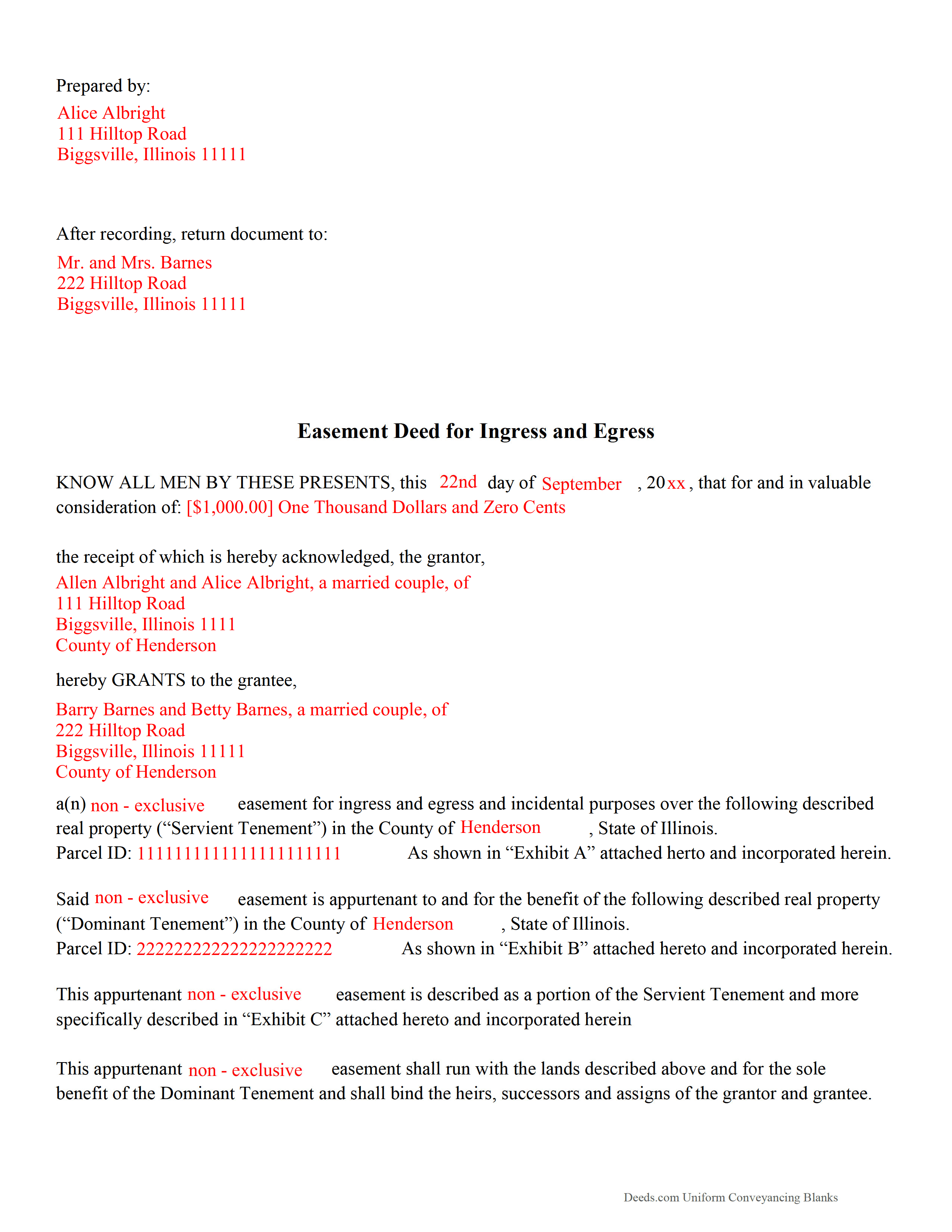 Madison County Easement Deed Form Illinois