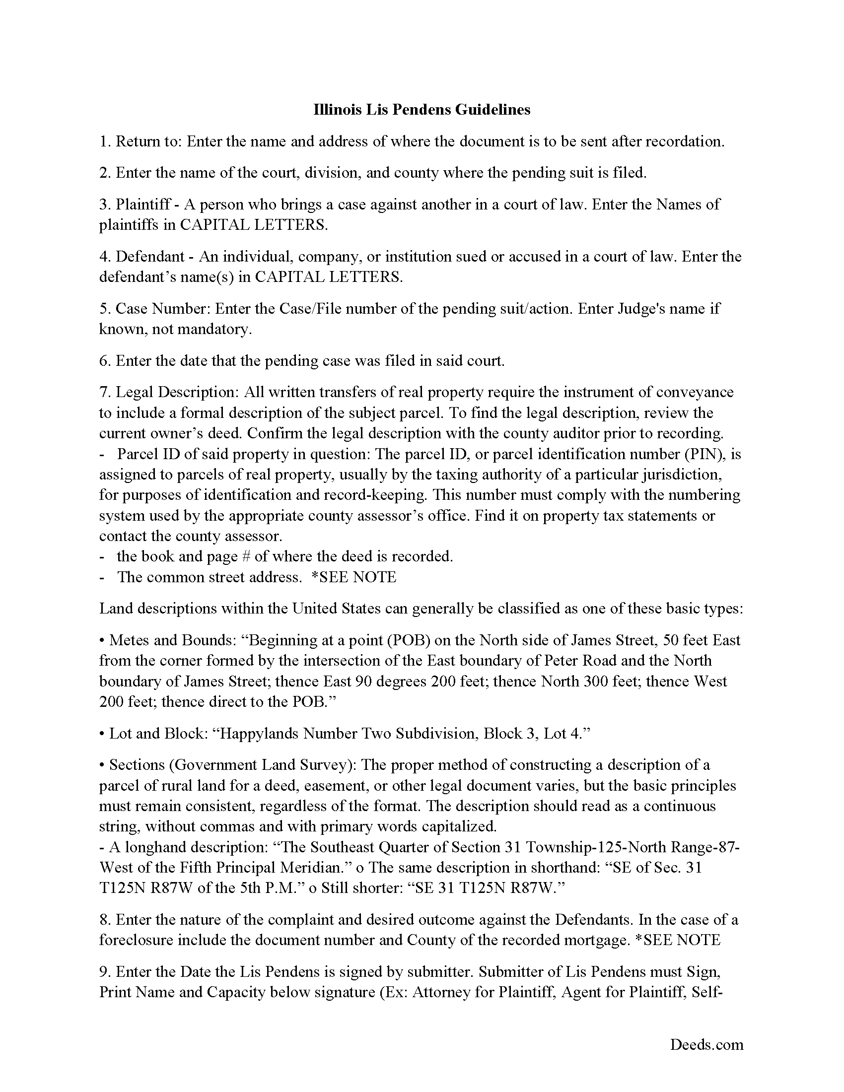 Cook County Lis Pendens Form Illinois