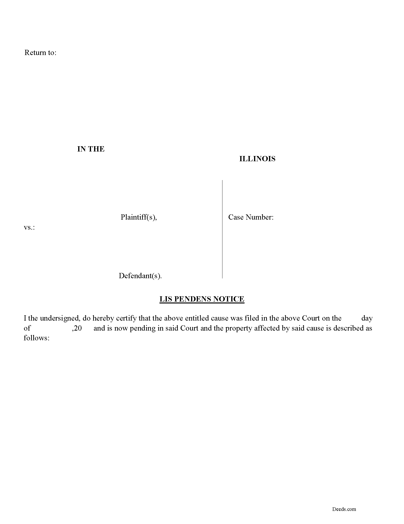 Cook County Lis Pendens Form Illinois