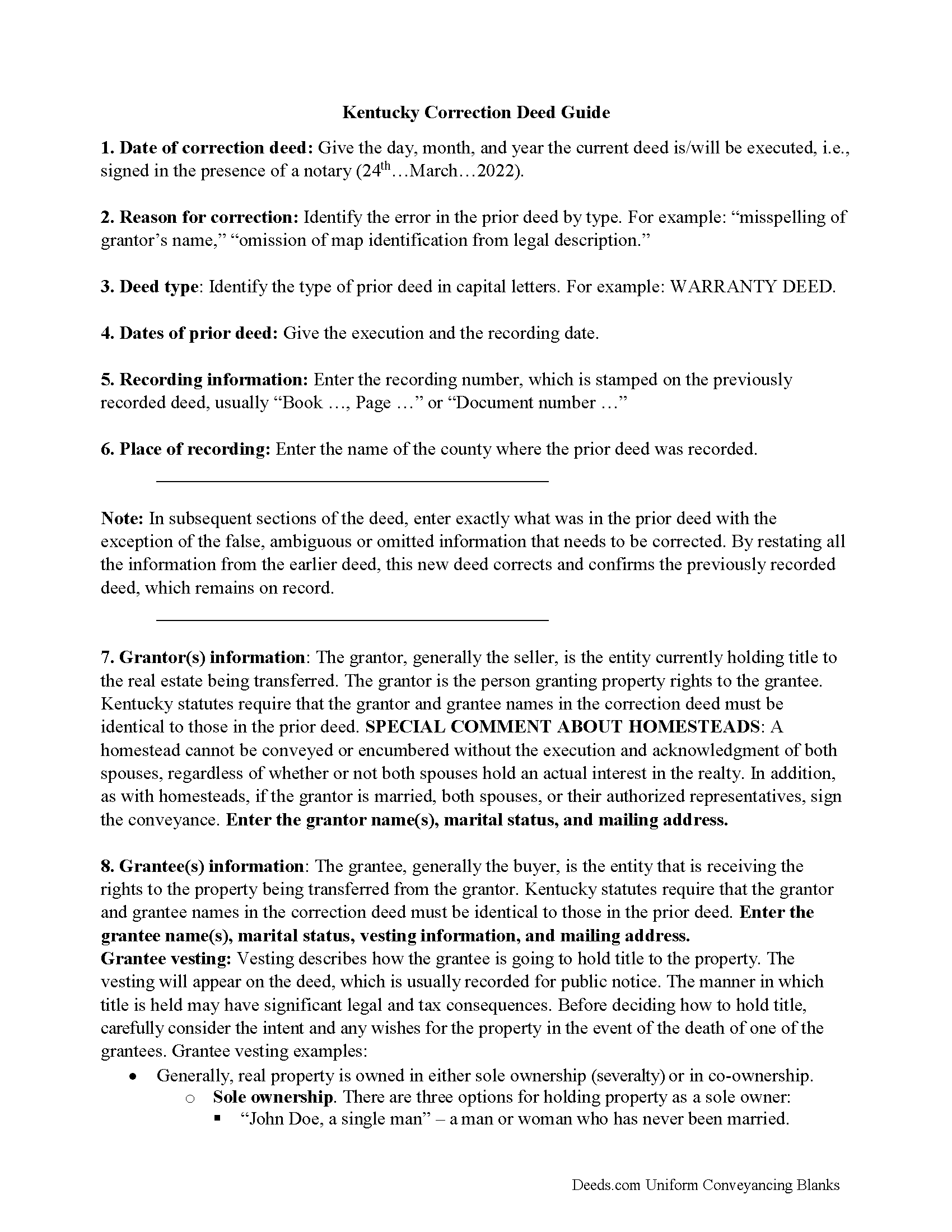 Campbell County Correction Deed Form Kentucky