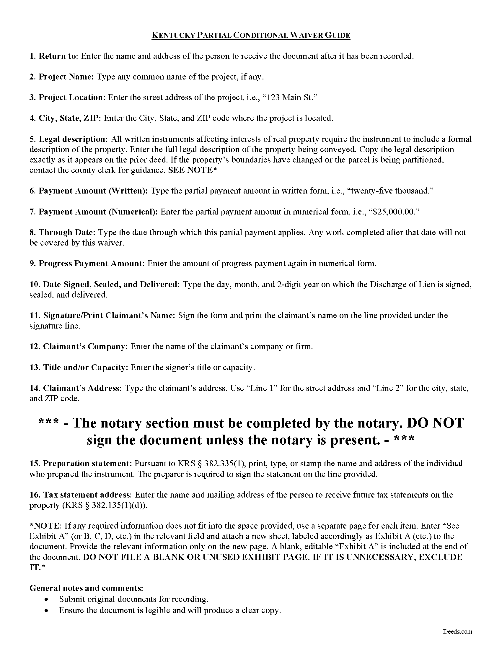 Bell County Partial Conditional Lien Waiver Form Kentucky