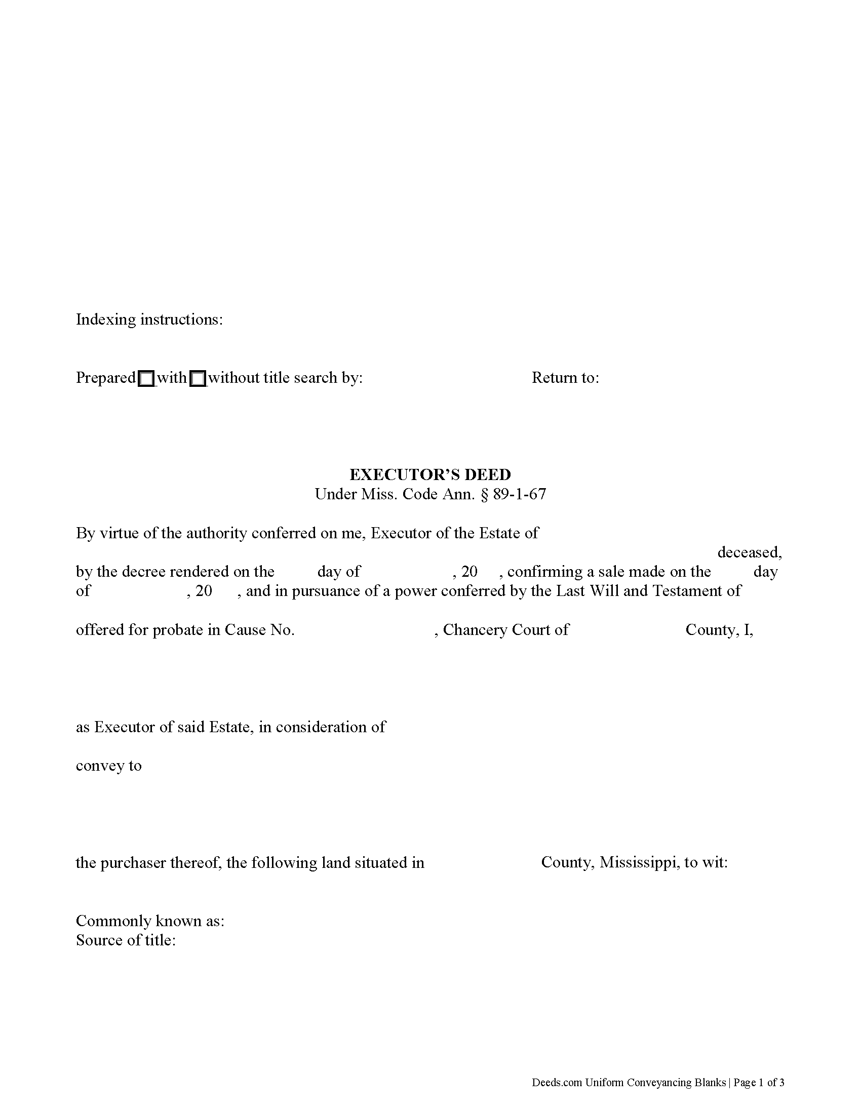 Simpson County Executor Deed Form Mississippi