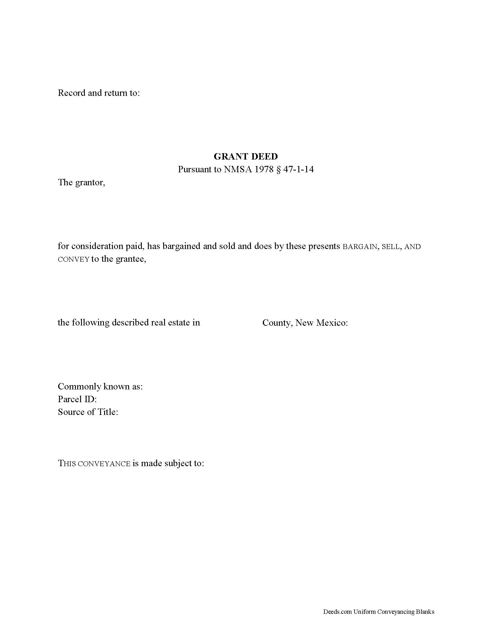 Dona Ana County Grant Deed Form New Mexico