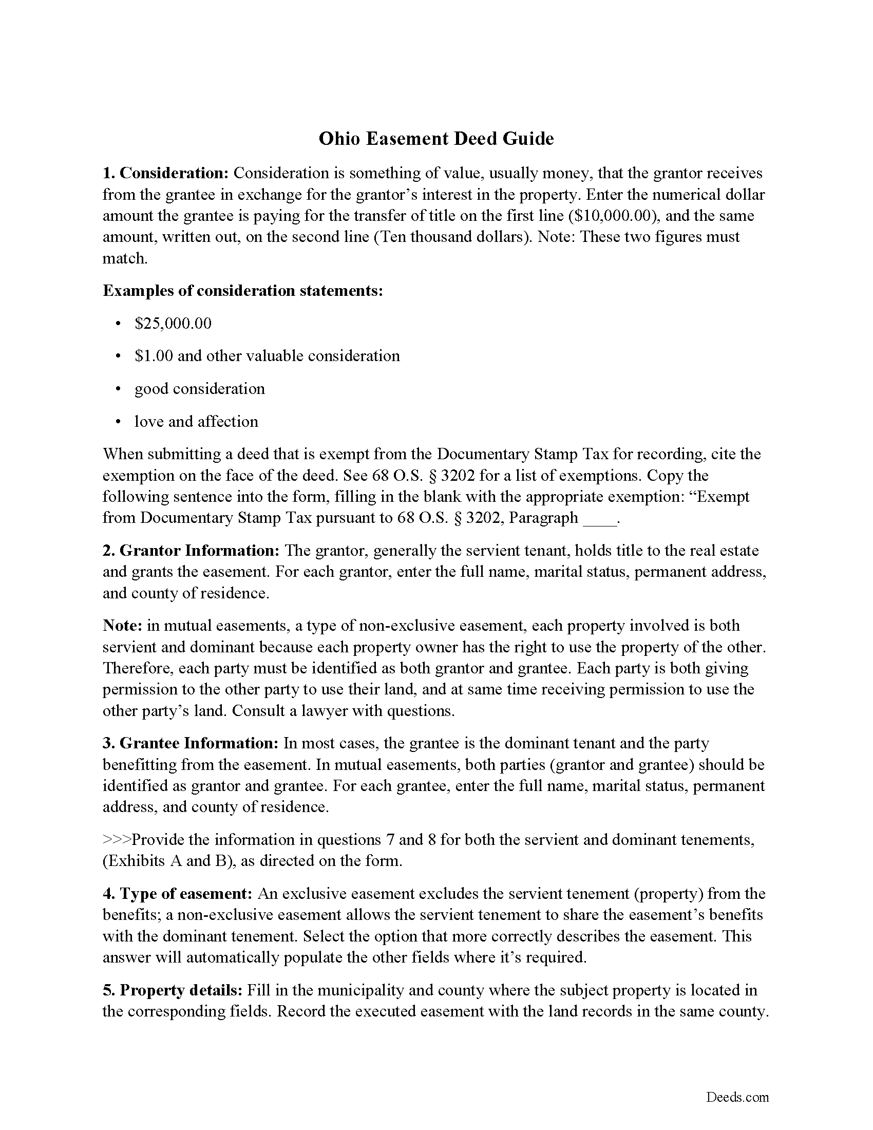 Darke County Easement Deed Form Ohio