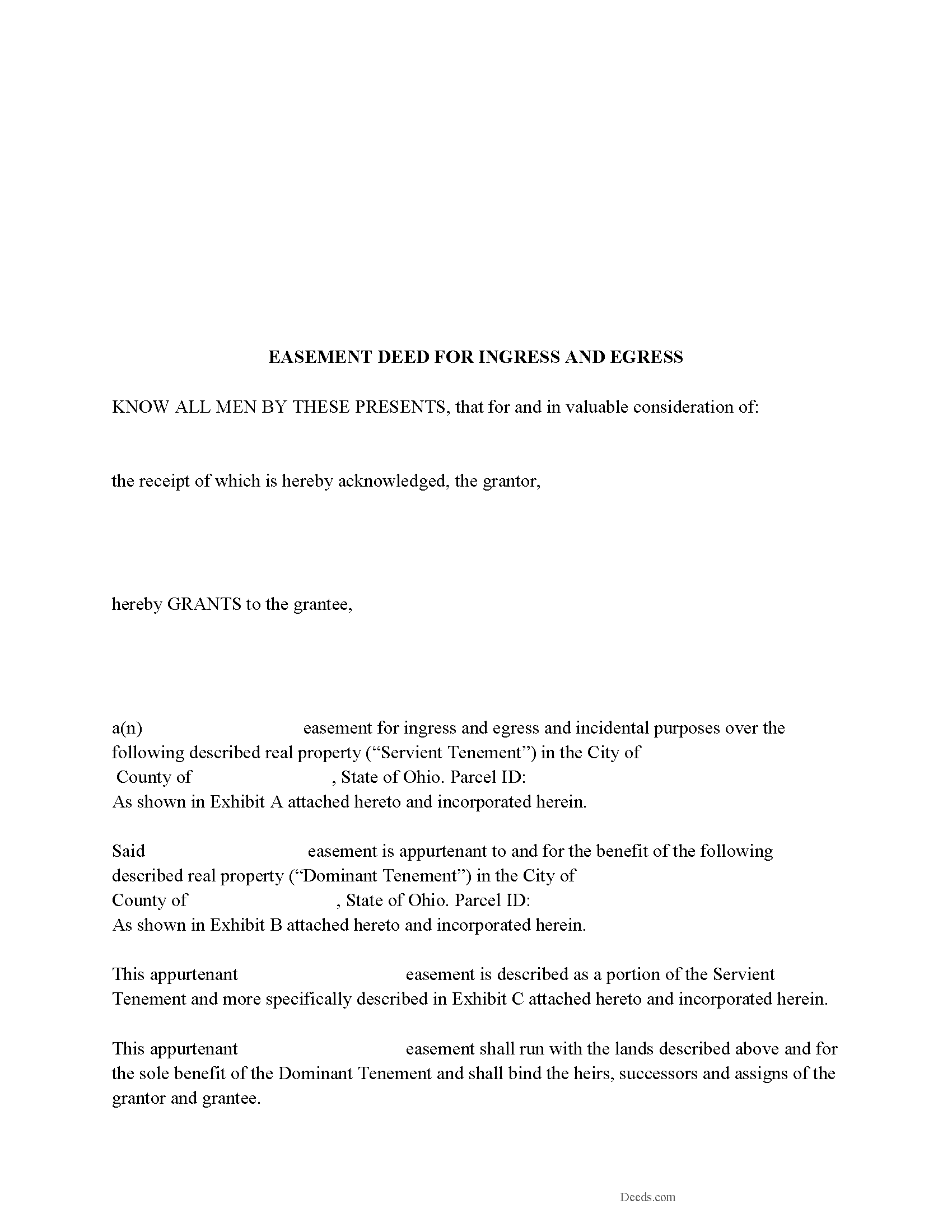 Darke County Easement Deed Form Ohio