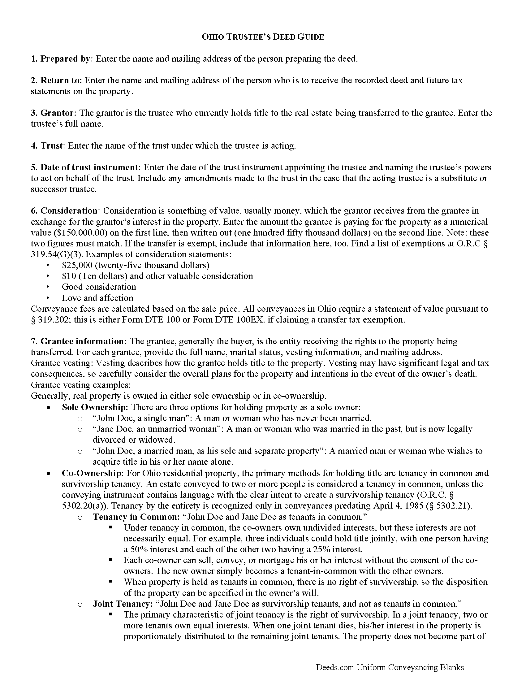 Paulding County Trustee Deed Form Ohio