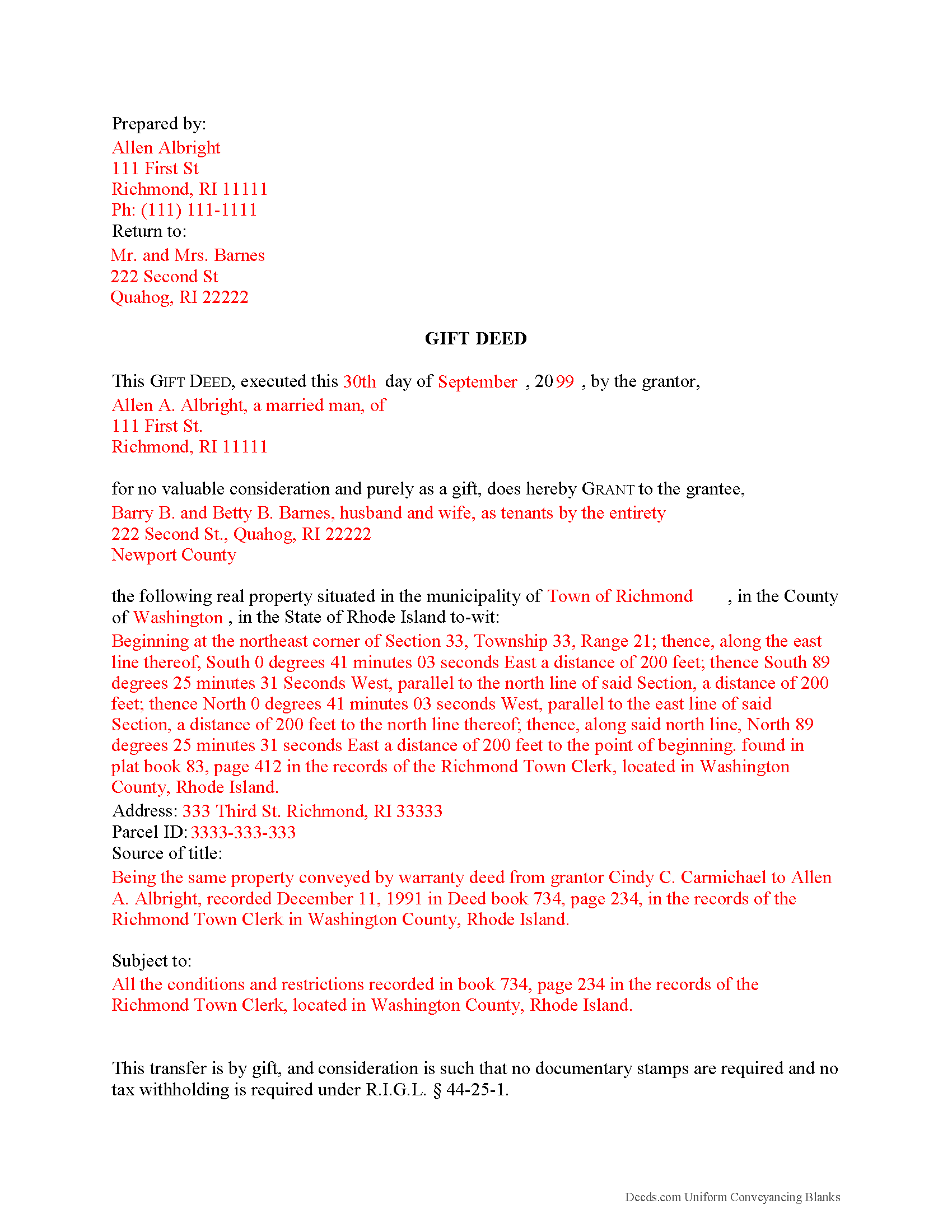 Yamhill County Gift Deed Form Oregon