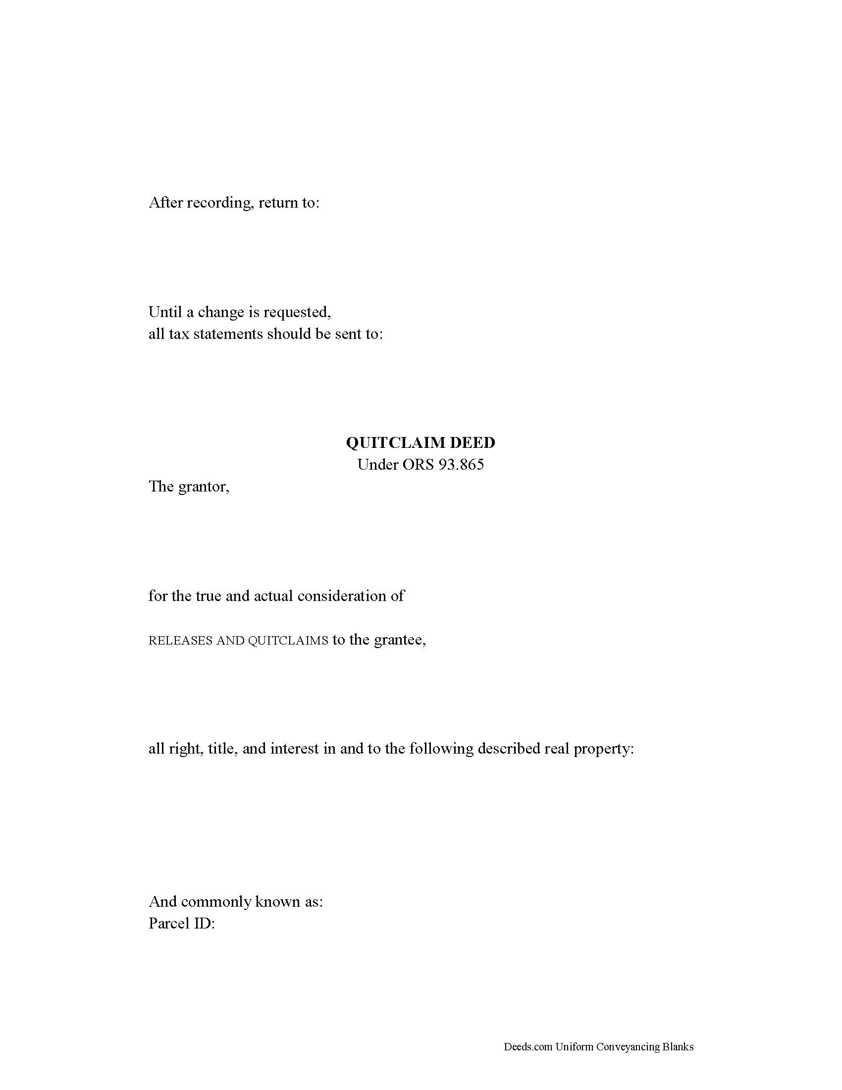 Oregon Quitclaim Deed Forms