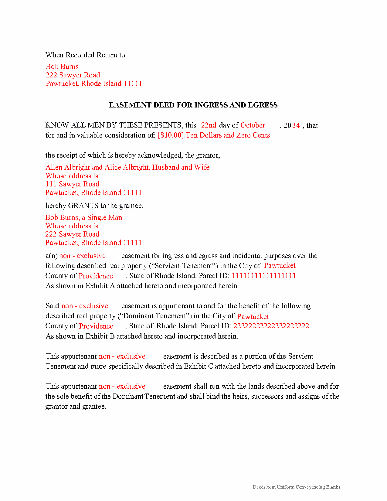 Kent County Easement Deed Form Rhode Island