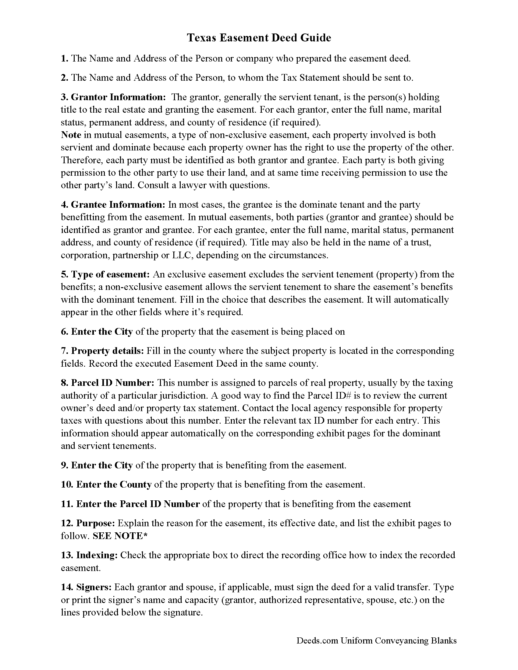 Fort Bend County Easement Deed Form Texas