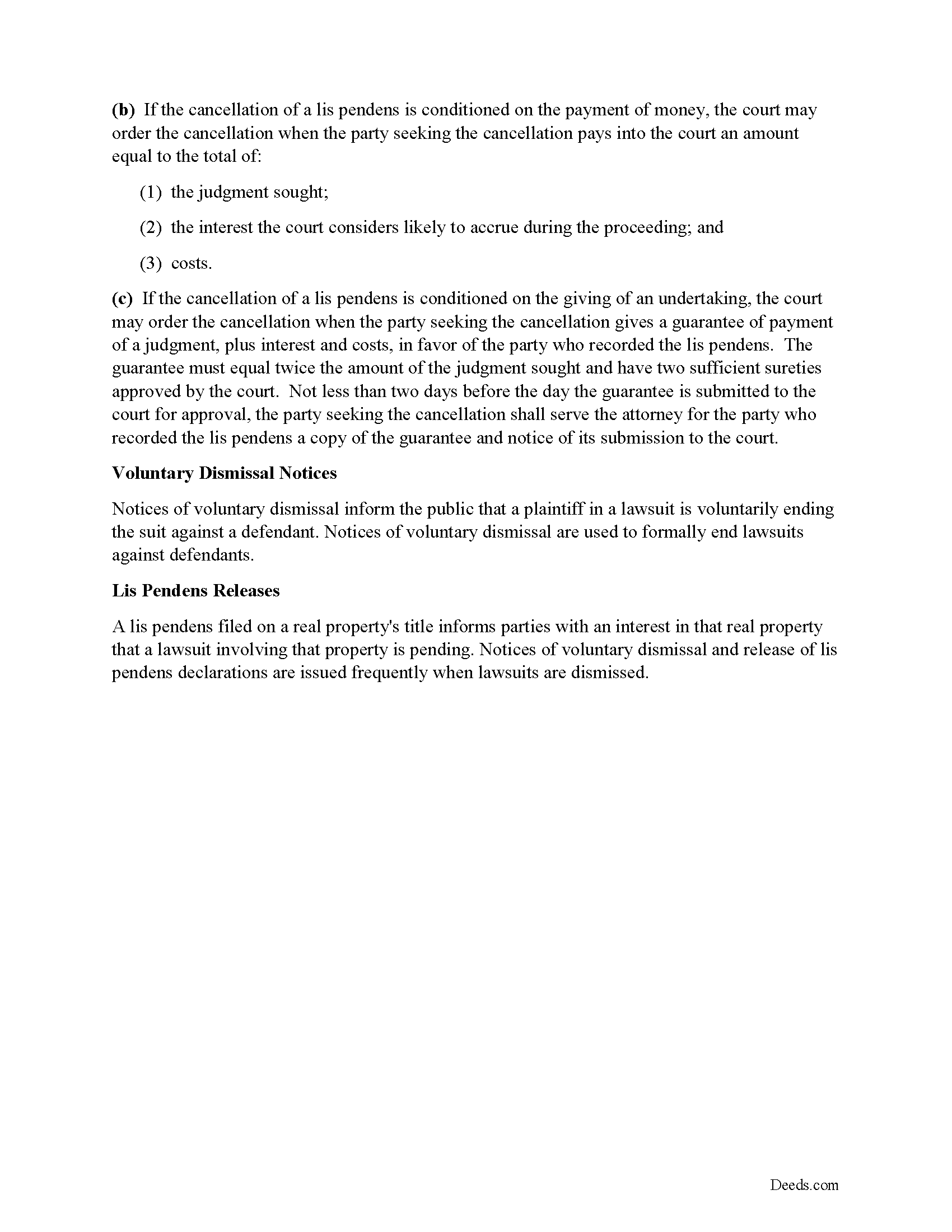 Harris County Lis Pendens Release Form Texas