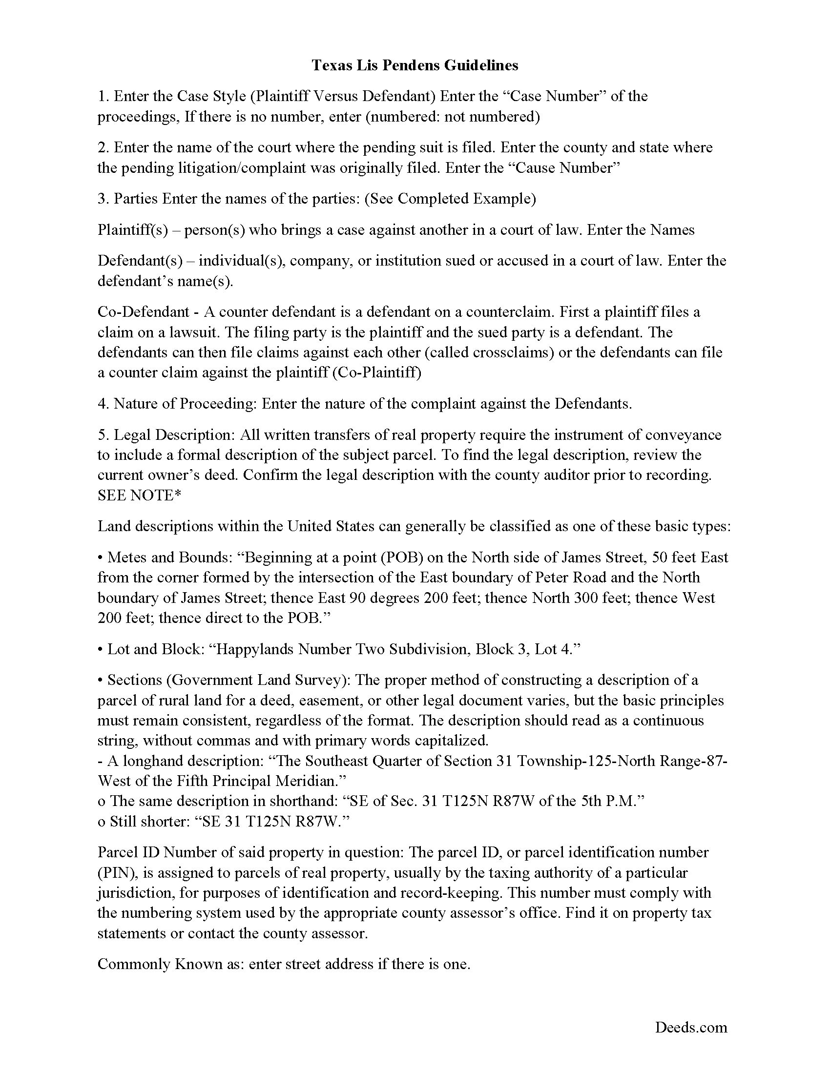 Winkler County Lis Pendens Form Texas