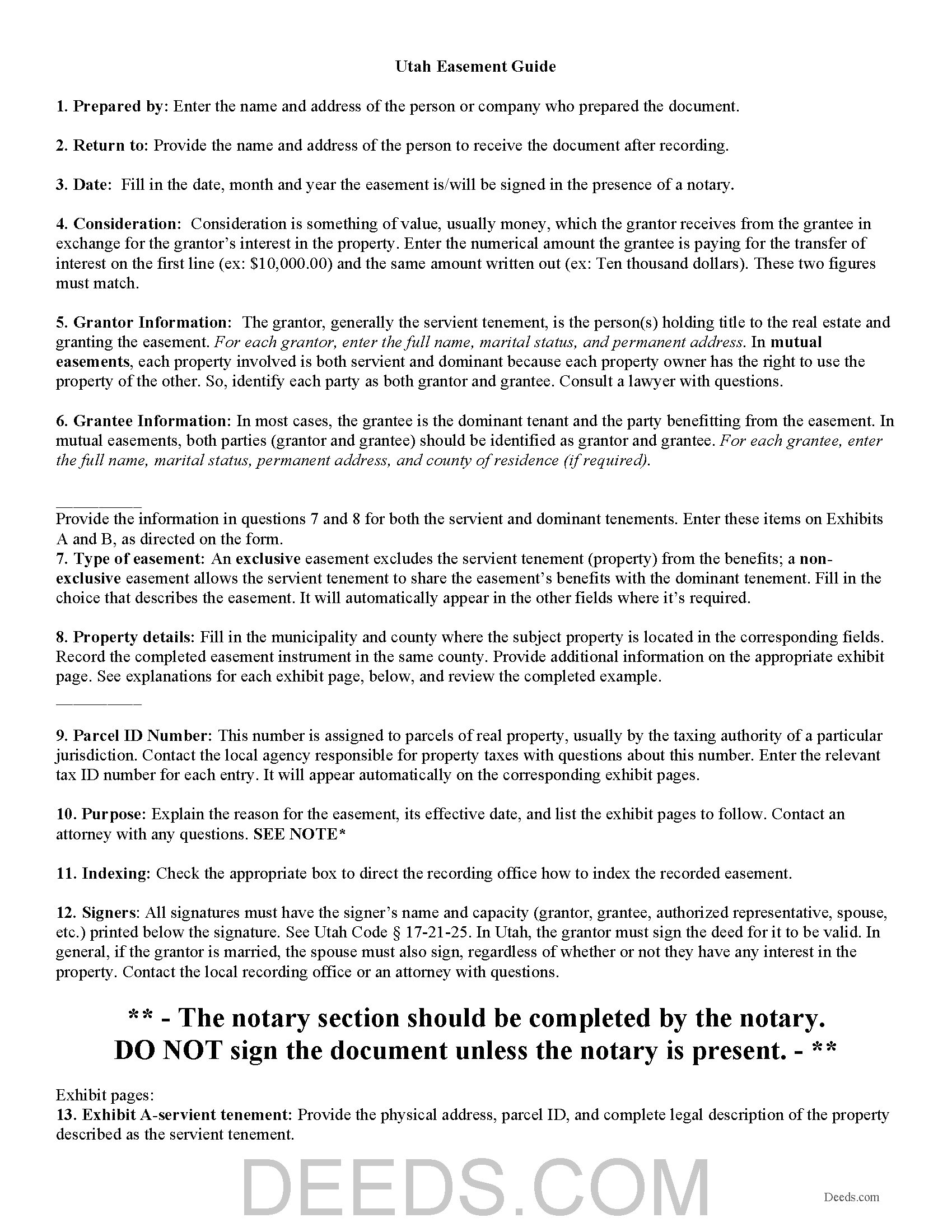 Carbon County Easement Deed Form Utah