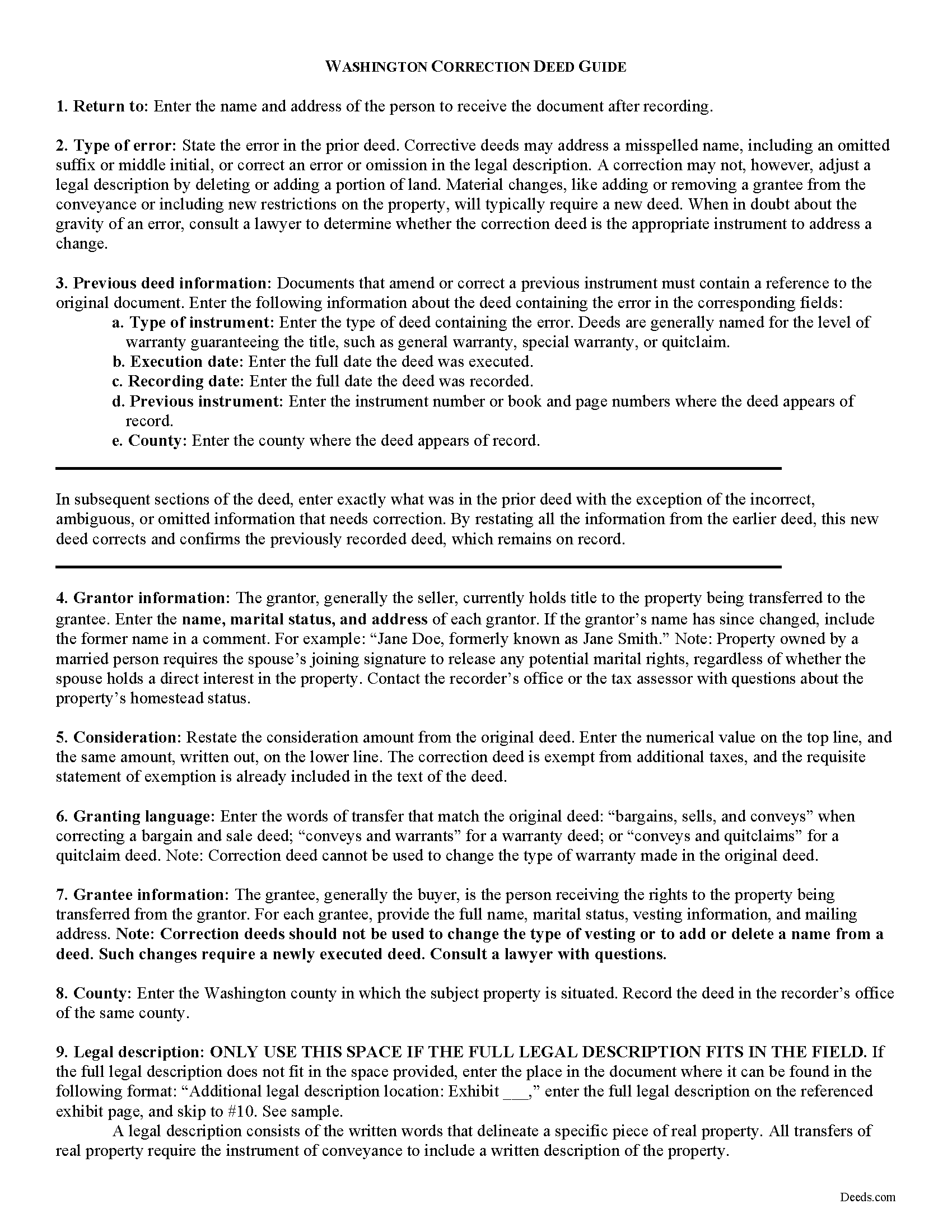 Pierce County Correction Deed Form Washington