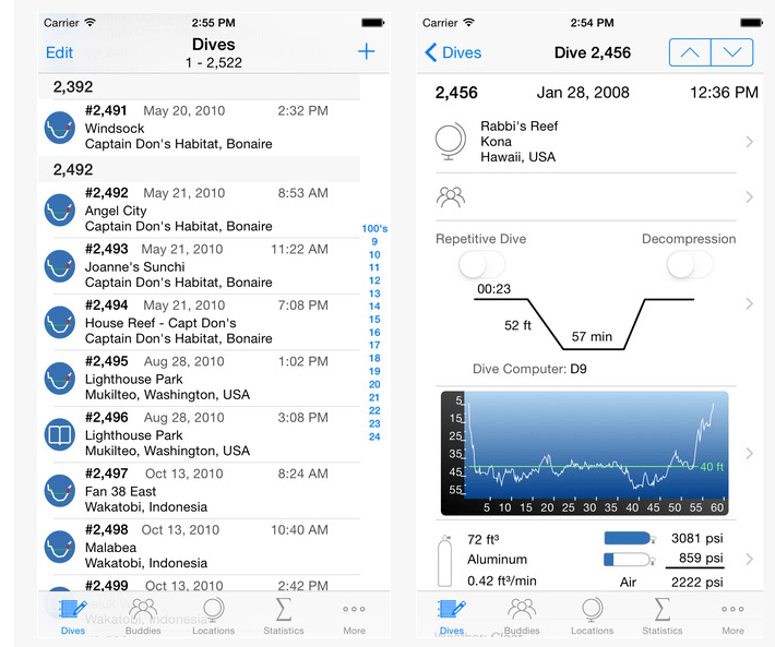 Version 2 Of More Mobile Software's Dive Log IOS App Now Available