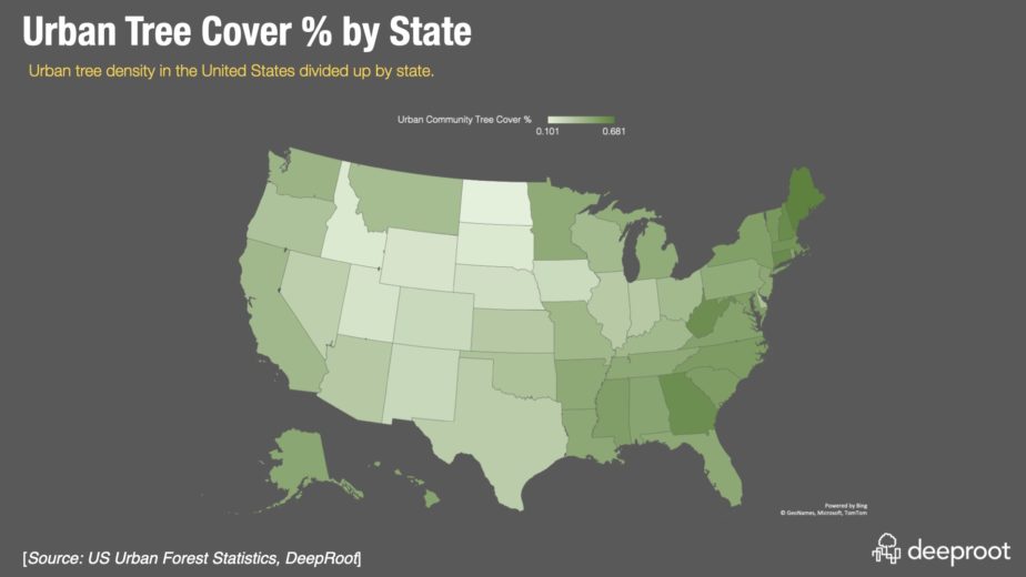 The Latest Urban Tree Canopy Cover by State DeepRoot Blog