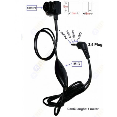 2.5 Plug 4pin CCD Micro Button Camera 600TVL