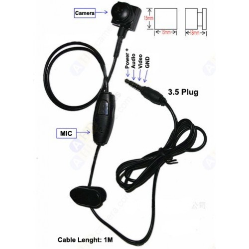 3.5 Plug 4pin CCD Micro Button Camera 600TVL