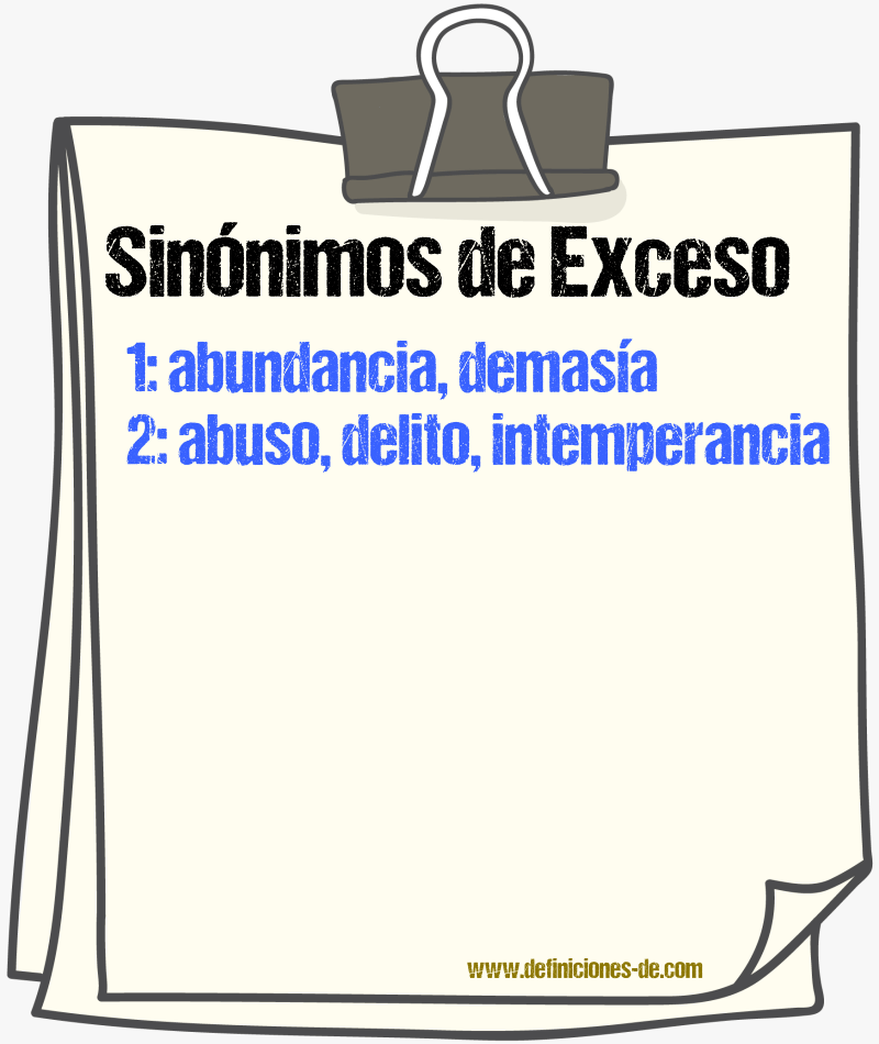 Sinónimos de exceso