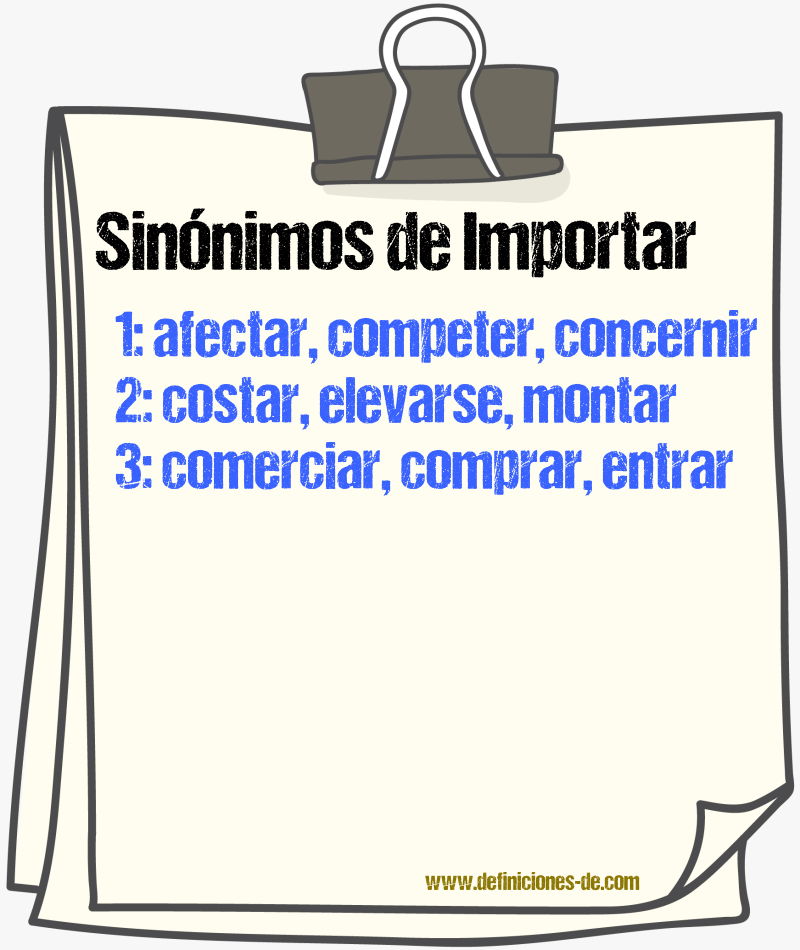 Sinónimos de importar