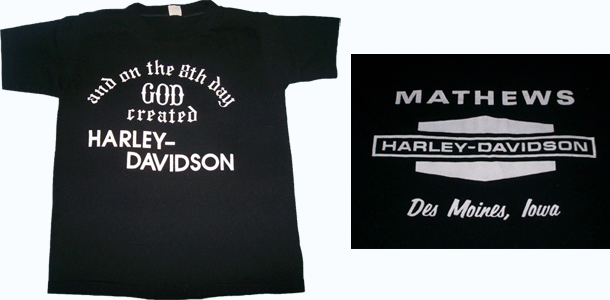 Vintage Harley God Created TShirt Des Moines Iowa Mattews