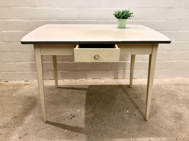 1950er Küchentisch, Holz, Resopal deklamo Mid Century Möbel, Vintage