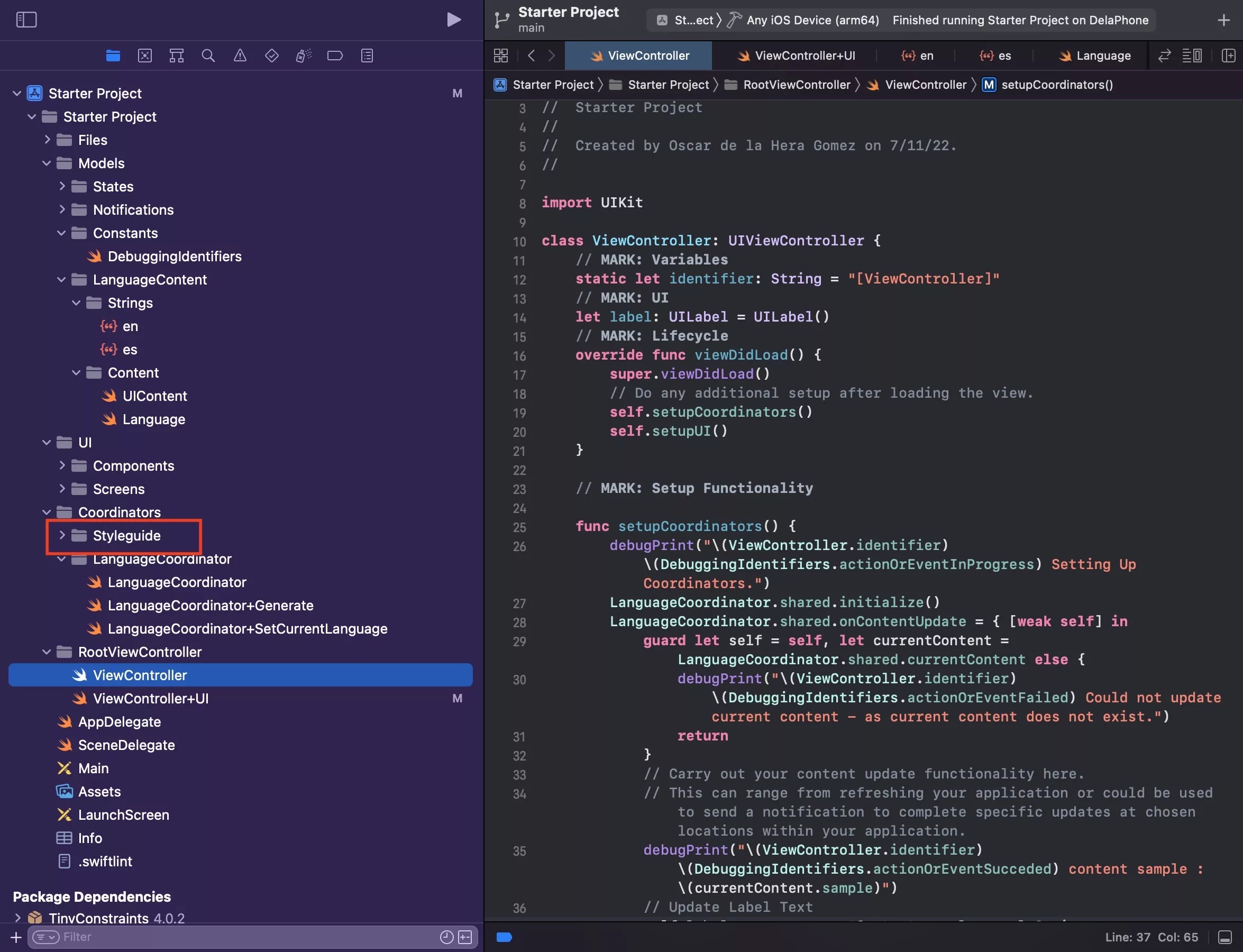 How to create a styleguide in XCode & Swift