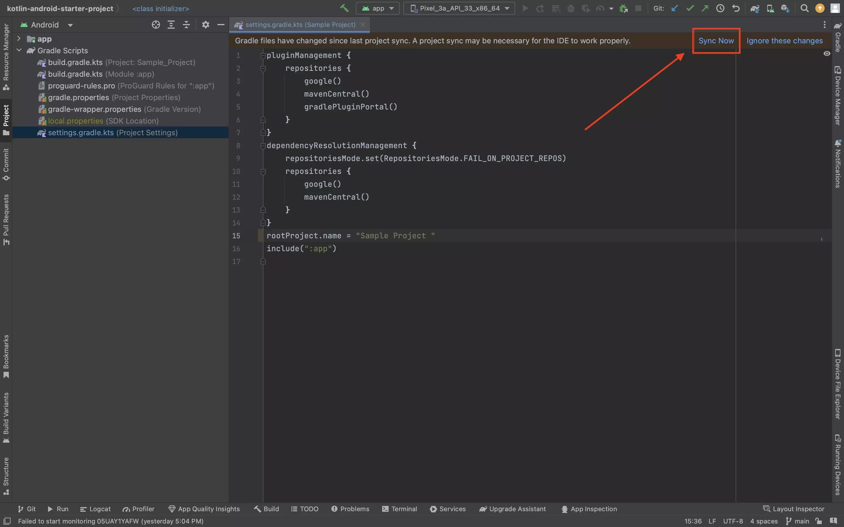 How to sync an Android project with its Gradle files in Android Studio