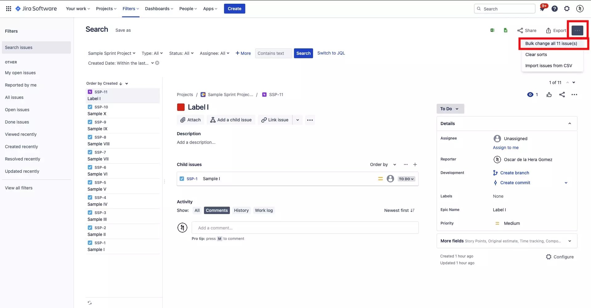 How to bulk change issues in JIRA