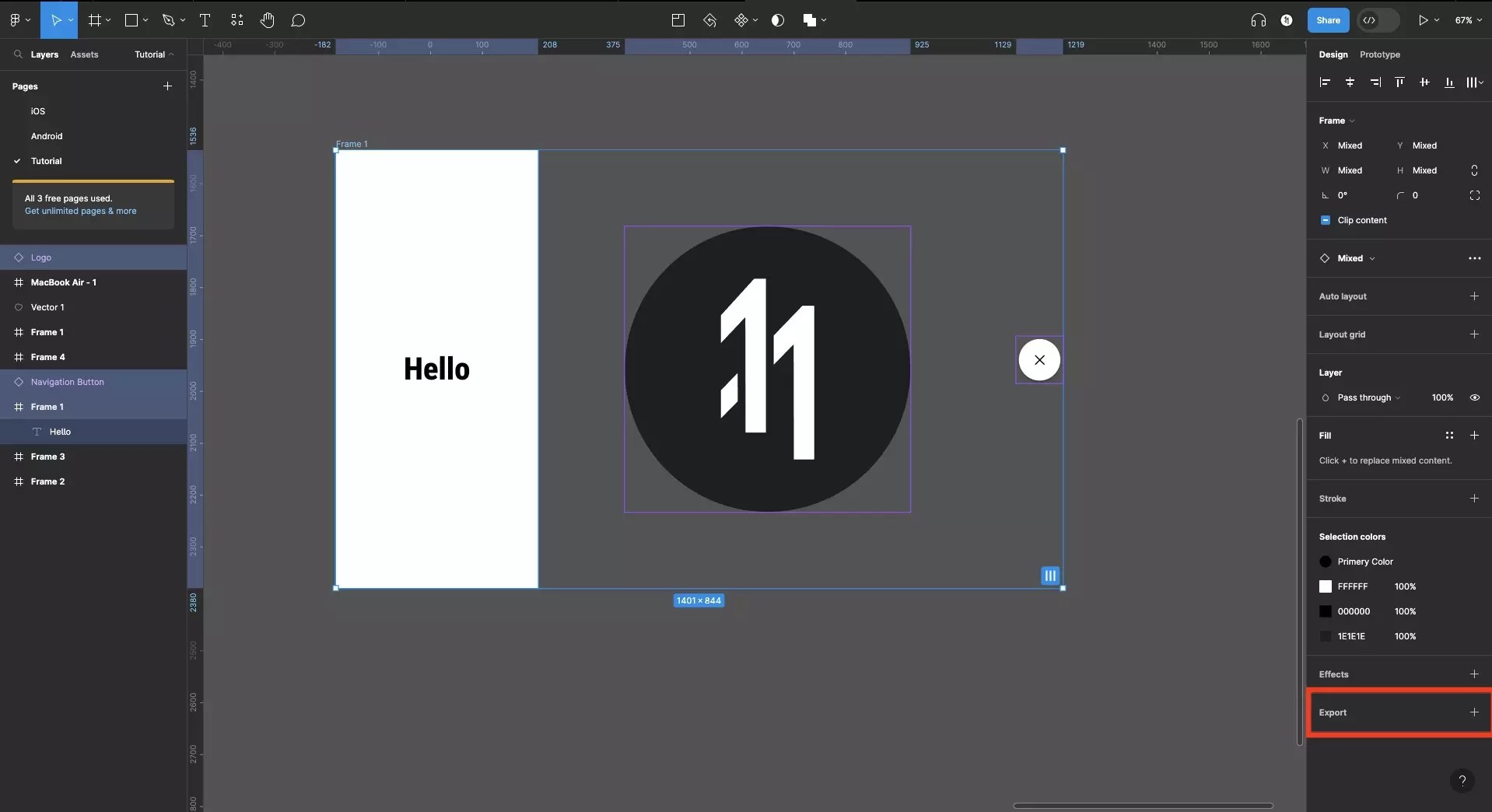 How to export frames, screens or assets as Images or PDFs in Figma