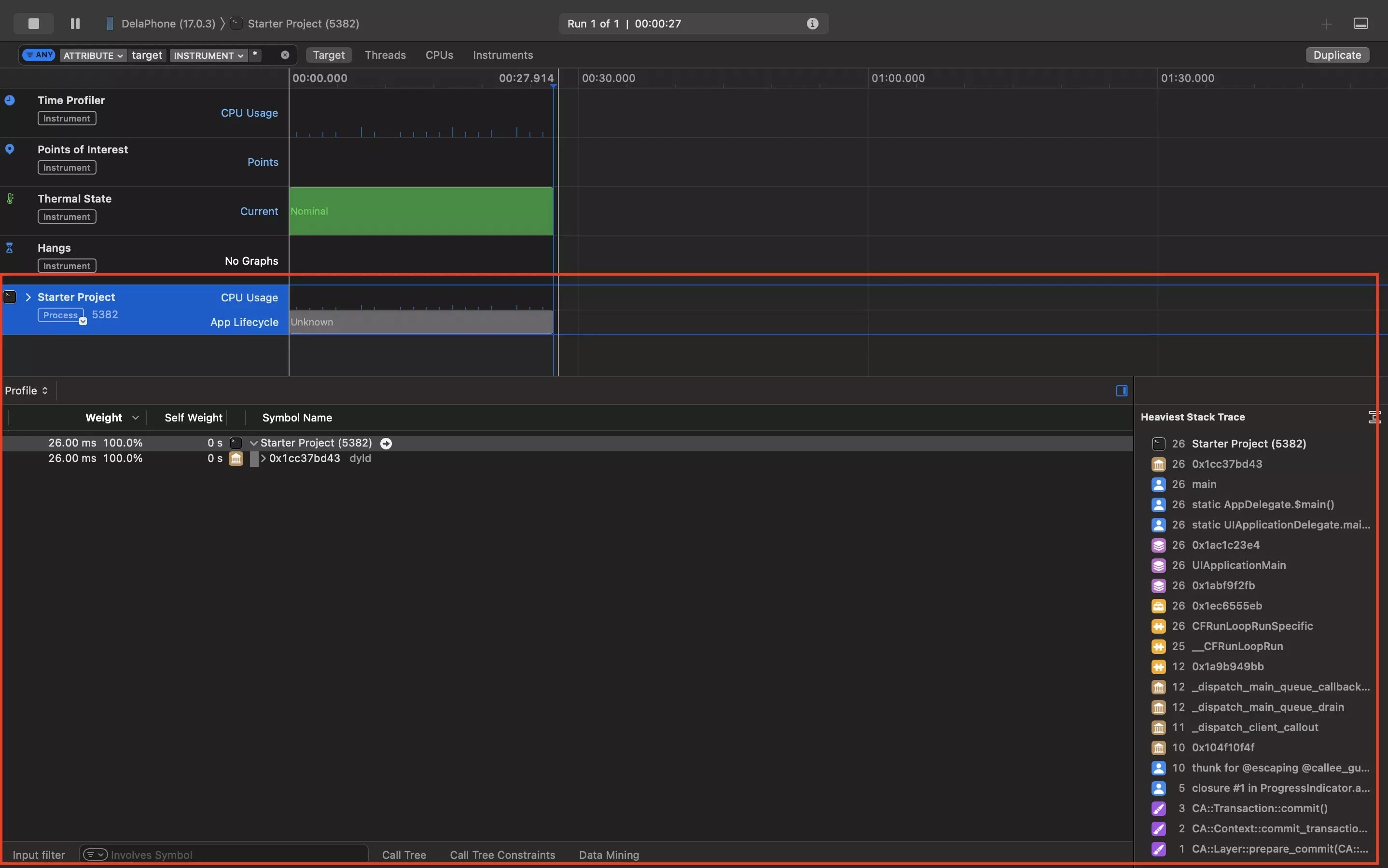 How to profile CPU usage using Instruments in XCode