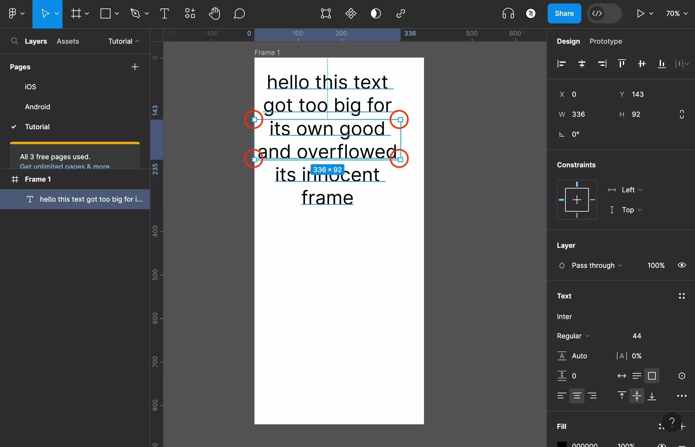 How to resize a Text Frame in Figma