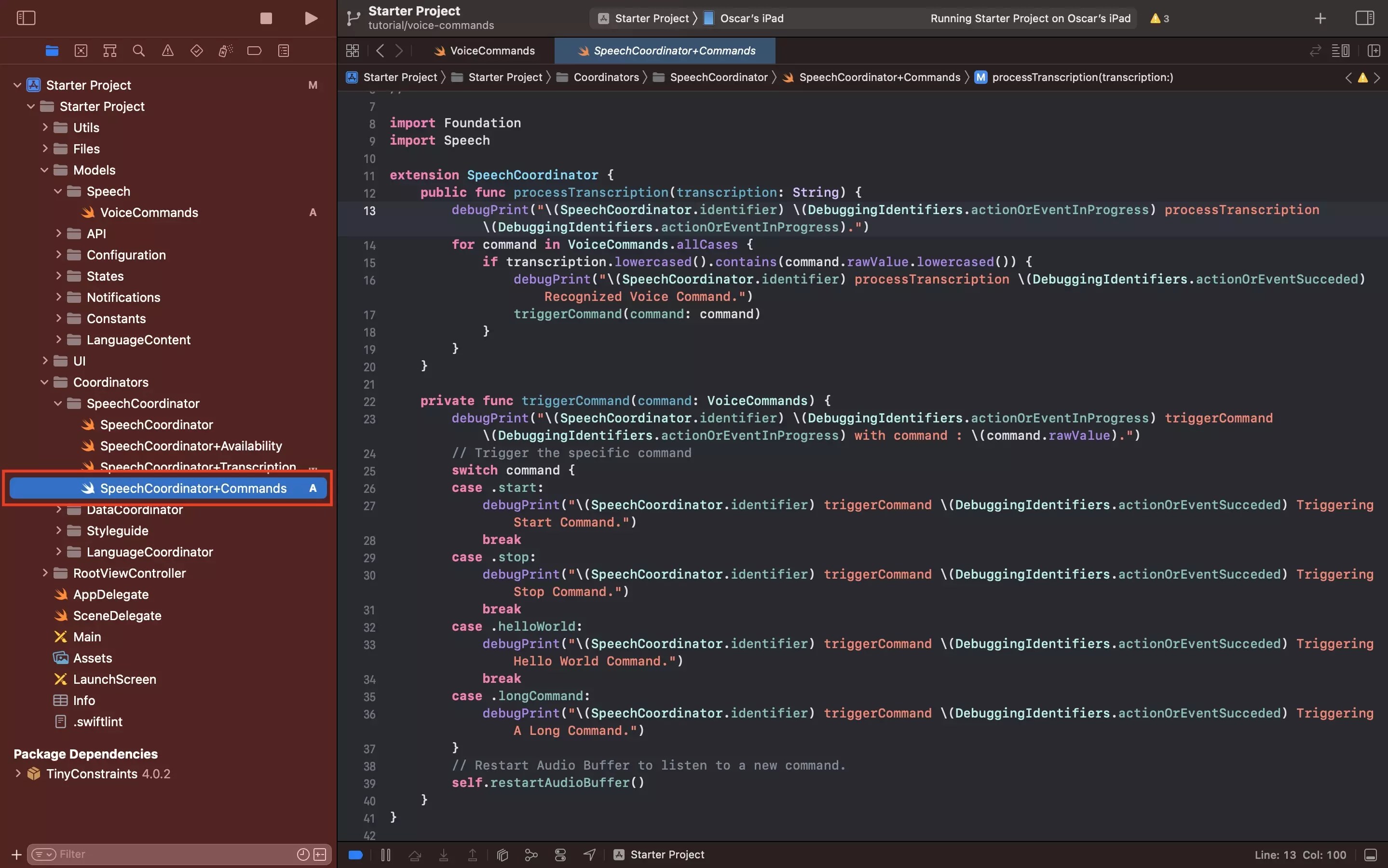How to recognize voice commands in Swift