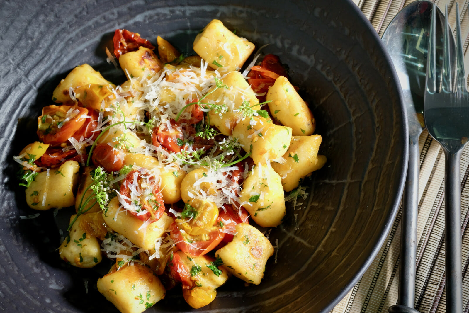 Panfried ricotta gnocchi and slowroasted tomatoes delectabilia