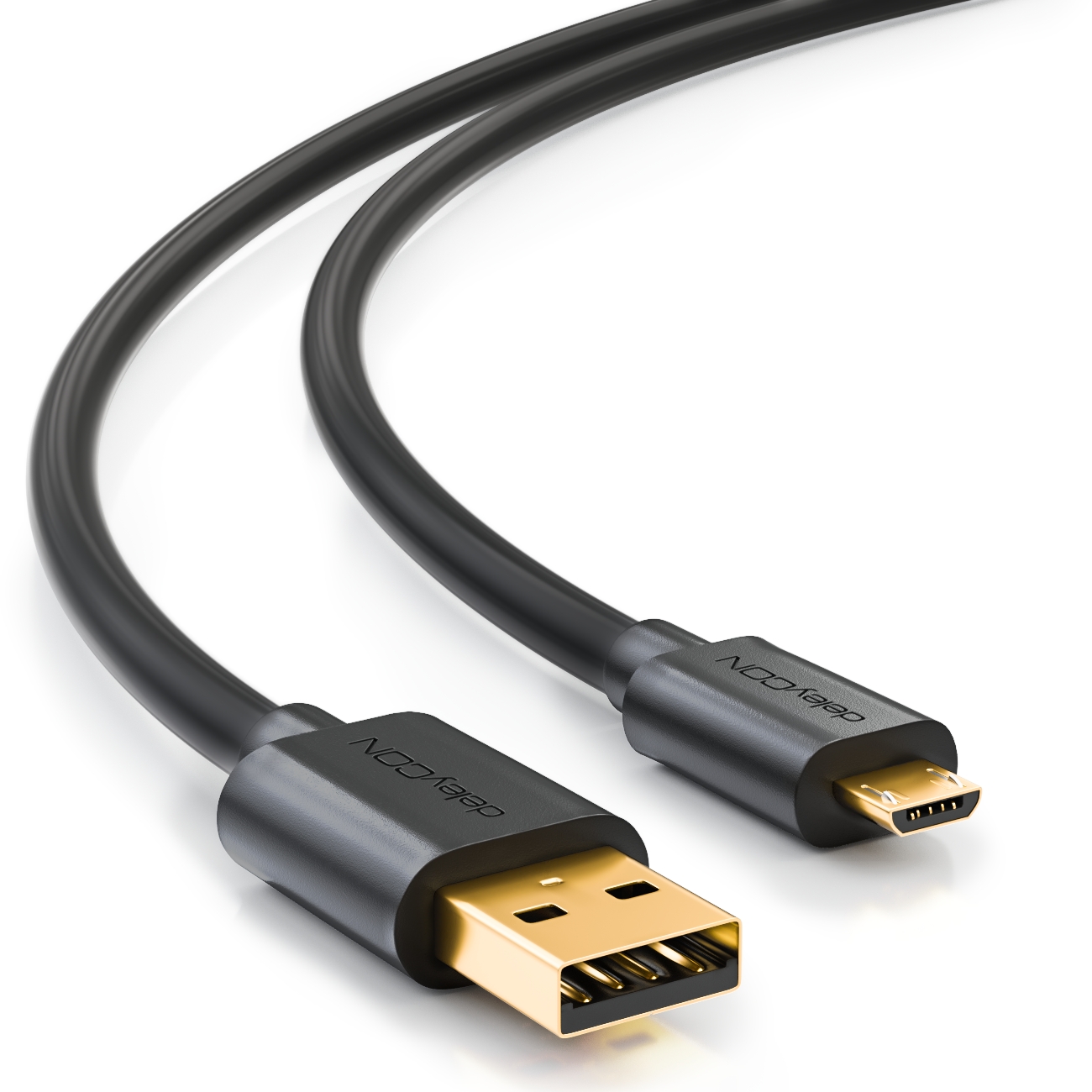 deleyCON USB 2.0 Ladekabel / Datenkabel AStecker zu Micro BStecker