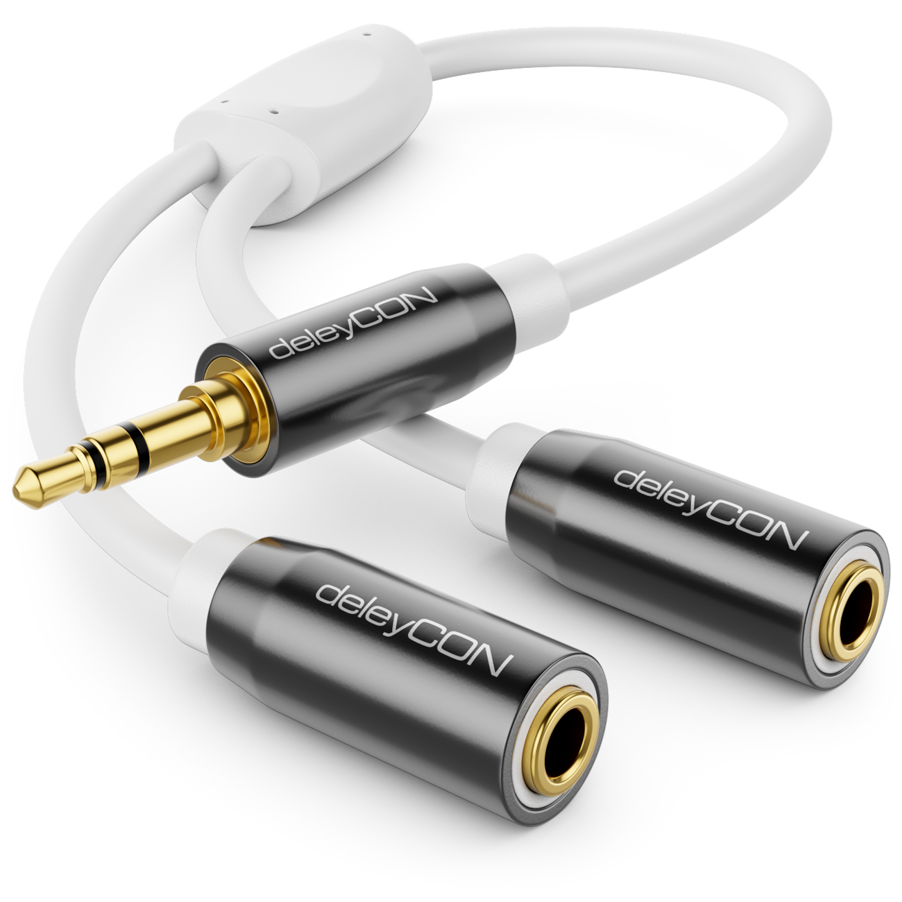 deleyCON Klinken Y Splitter 3,5mm Stecker auf 2x 3,5mm Buchse deleyCON
