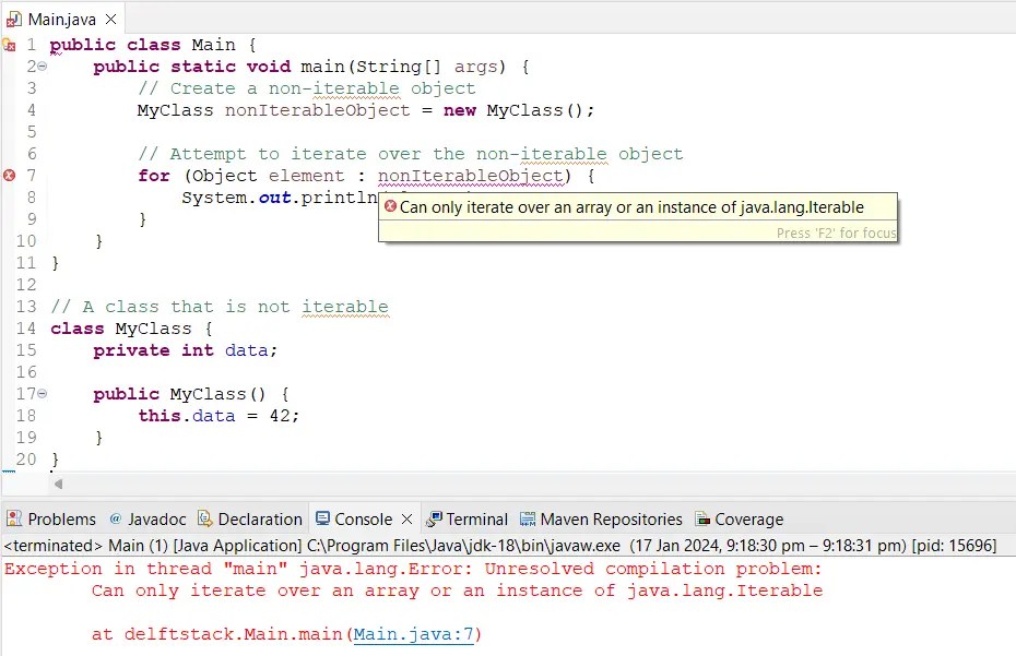 How to Solve the Can Only Iterate Over an Array or an Instance of Java