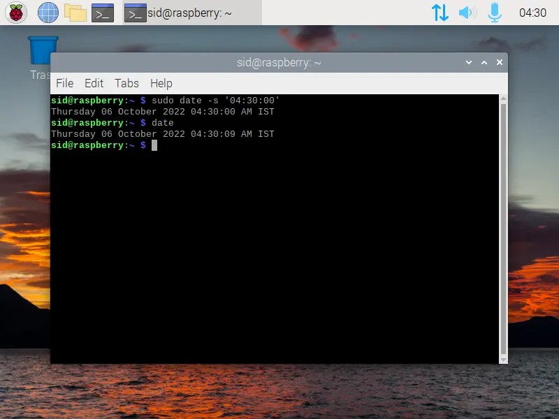 Raspberry Pi OS で日付と時刻を設定する Delft スタック